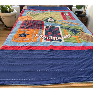 Circo Twin Quilt 100% Cotton Kids All Sports Blue Patchwork